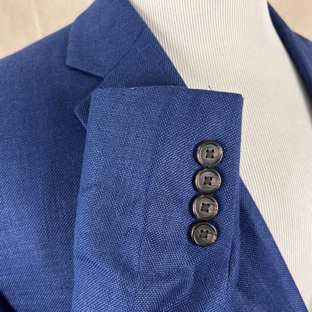LRL Lauren 46R Sport Coat Linen Blend Blue Two Button Lined Vented Formal Summer - Picture 5 of 13